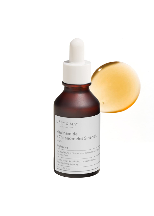 Освітлювальна сироватка з 2% ніацинаміду та екстрактом айви Mary & May Niacinamide + Chaenomeles Sinensis Serum