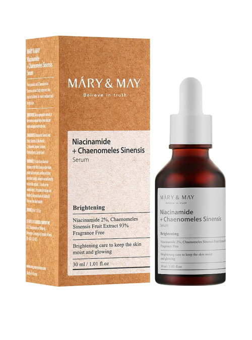 Осветляющая сыворотка с  2% ниацинамида и экстрактом айвы Mary & May Niacinamide + Chaenomeles Sinensis Serum