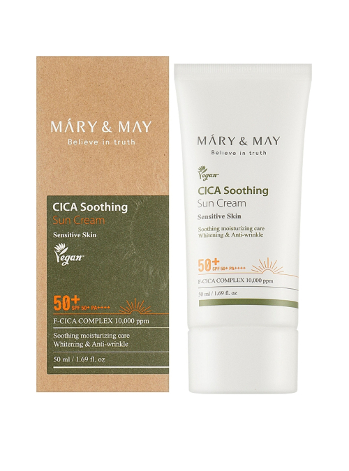 Успокаивающий солнцезащитный крем Mary&May Vegan Cica Soothing Sun Cream SPF 50+ PA++++ 