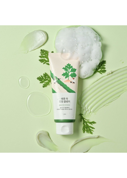 Заспокійлива пінка з морським полином Round Lab Mugwort Calming Cleanser
