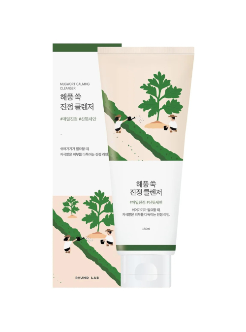 Успокаивающая пенка с морской полынью Round Lab Mugwort Calming Cleanser