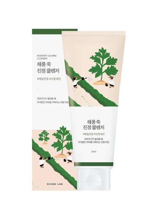 Успокаивающая пенка с морской полынью Round Lab Mugwort Calming Cleanser